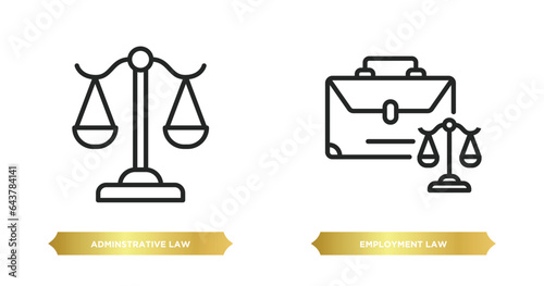 two editable outline icons from law and justice concept. thin line icons such as adminstrative law, employment law vector.