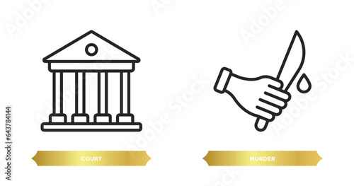 two editable outline icons from law and justice concept. thin line icons such as court, murder vector.