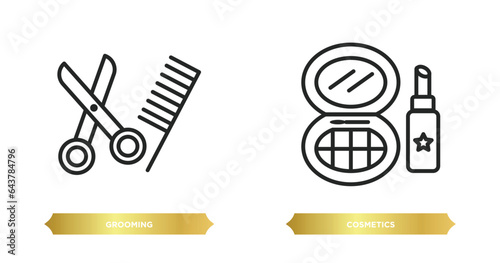 two editable outline icons from hygiene collection. concept. thin line icons such as grooming, cosmetics vector.