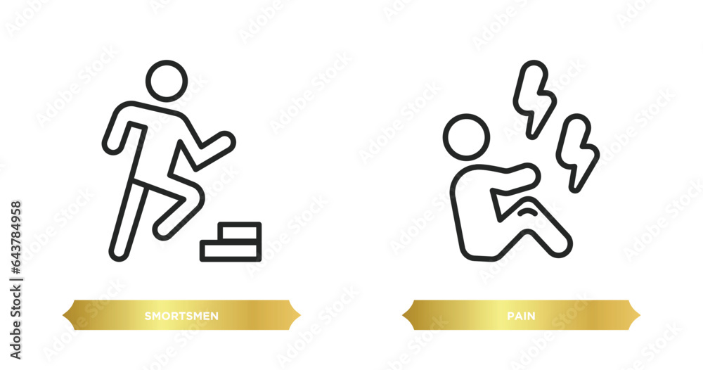 two editable outline icons from humans concept. thin line icons such as smortsmen, pain vector. two editable outline icons from humans concept. thin line icons such as smortsmen, pain vector.