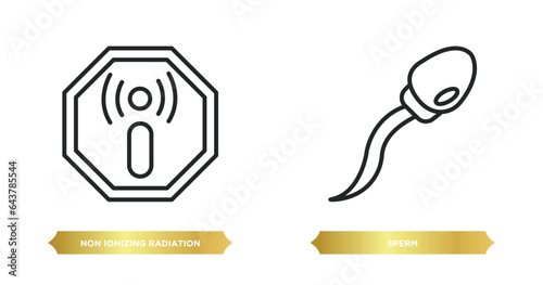 two editable outline icons from health and medical concept. thin line icons such as non ionizing radiation, sperm vector.