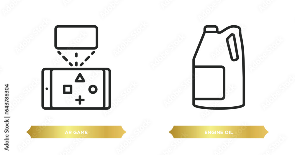 two editable outline icons from general concept. thin line icons such as ar game, engine oil vector.