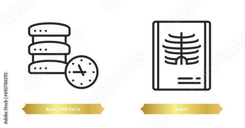 two editable outline icons from general concept. thin line icons such as real time data, x-ray vector.