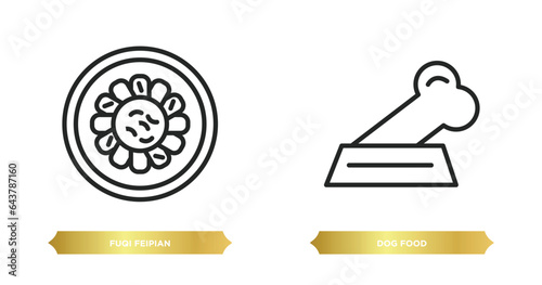 two editable outline icons from food concept. thin line icons such as fuqi feipian, dog food vector.