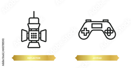two editable outline icons from electronic stuff fill concept. thin line icons such as reflector, joypad vector.