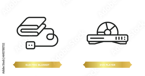 two editable outline icons from electronic devices concept. thin line icons such as electric blanket, dvd player vector.