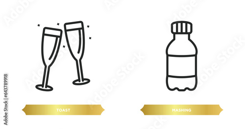 two editable outline icons from drinks concept. thin line icons such as toast, mashing vector.