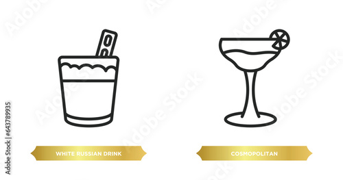 two editable outline icons from drinks concept. thin line icons such as white russian drink, cosmopolitan vector.