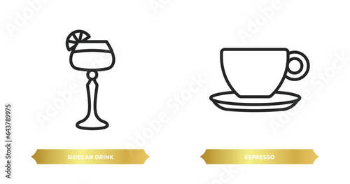 two editable outline icons from drinks concept. thin line icons such as sidecar drink, espresso vector.