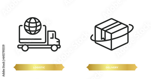 two editable outline icons from delivery and logistic concept. thin line icons such as logistic, delivery vector.