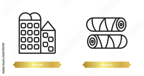 two editable outline icons from culture concept. thin line icons such as bo kaap, egg roll vector.