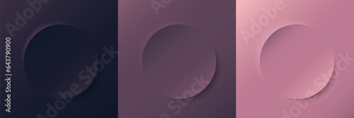 Indigo, plum, rose paper cut background. Abstract layered circle papercut decoration illustration for presentation, banner, cover, web, flyer, card, poster, wallpaper, texture, slide, social media