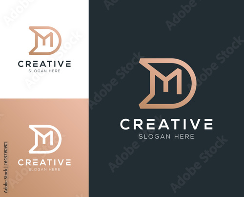Modern luxury clean initial DM letter logo design vector illustration inspiration