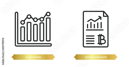 two editable outline icons from cryptocurrency concept. thin line icons such as fluctuation, crypto hash rate vector.