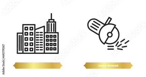 two editable outline icons from construction concept. thin line icons such as , angle grinder vector.