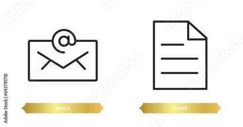 two editable outline icons from communication concept. thin line icons such as emails, pager vector.