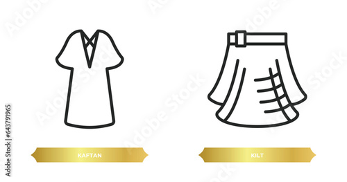 two editable outline icons from clothes concept. thin line icons such as kaftan  kilt vector.