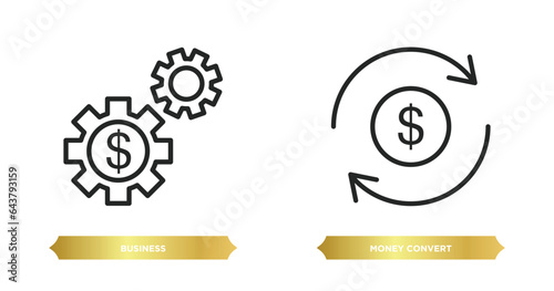 two editable outline icons from business concept. thin line icons such as business, money convert vector.