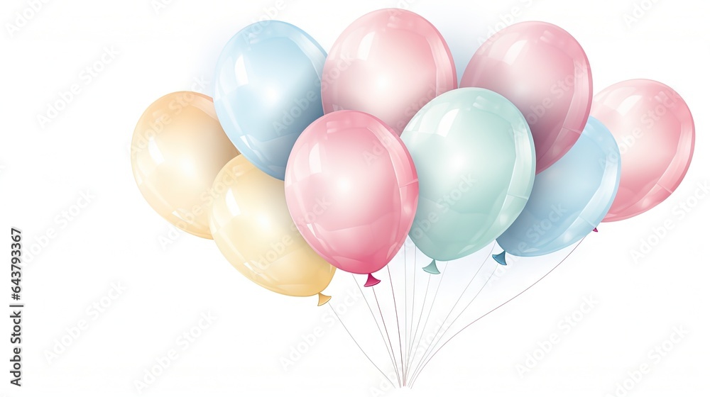 custom made wallpaper toronto digital a bunch of balloons floating on a white background with a pink, blue, and yellow balloon. generative ai