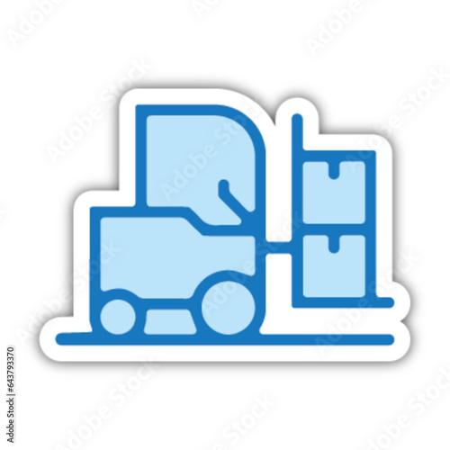 Pictogramme icones et logo chariot elevateur logistique bleu gras relief ombre