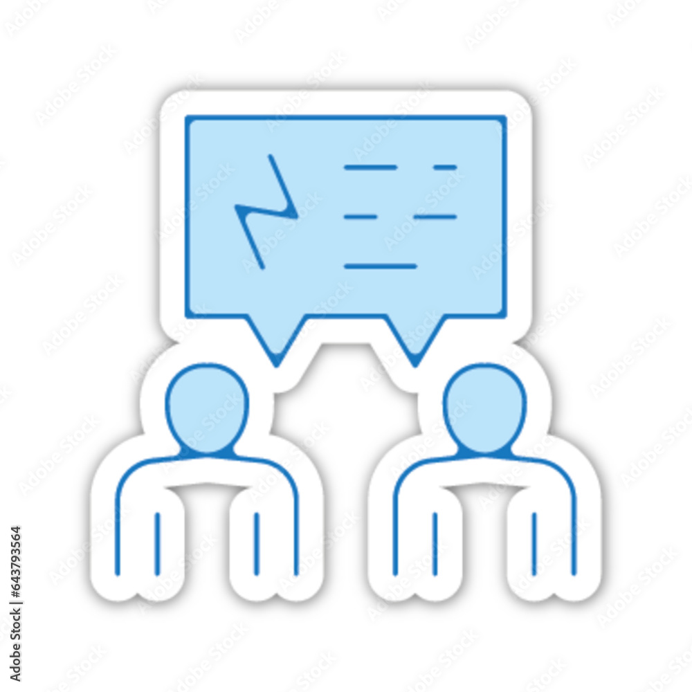 Pictogramme icones et logo conversation travail conflit bleu relief Pictogramme icones et logo conversation travail conflit bleu relief