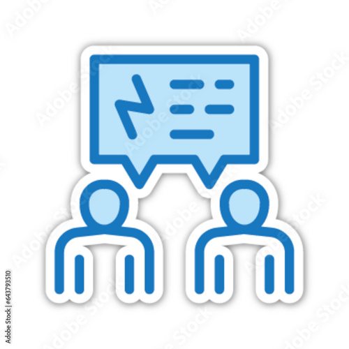 Pictogramme icones et logo conversation travail conflit bleu gras relief