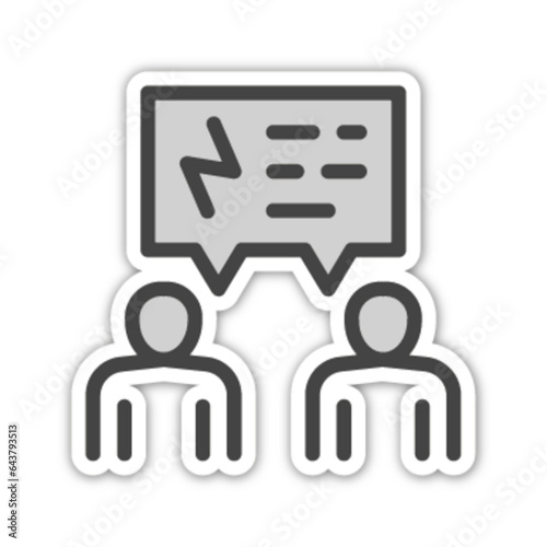 Pictogramme icones et logo conversation travail conflit bleu gras relief gris
