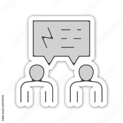 Pictogramme icones et logo conversation travail conflit bleu relief gris