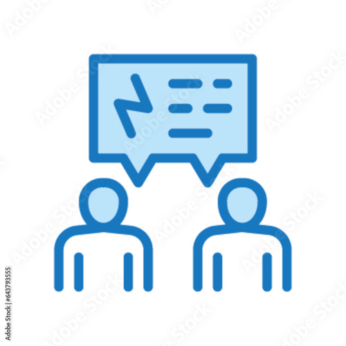 Pictogramme icones et logo conversation travail conflit bleu gras