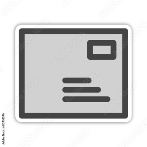 Pictogramme icones et logo courrier mail enveloppe bleu epais gras relief gris