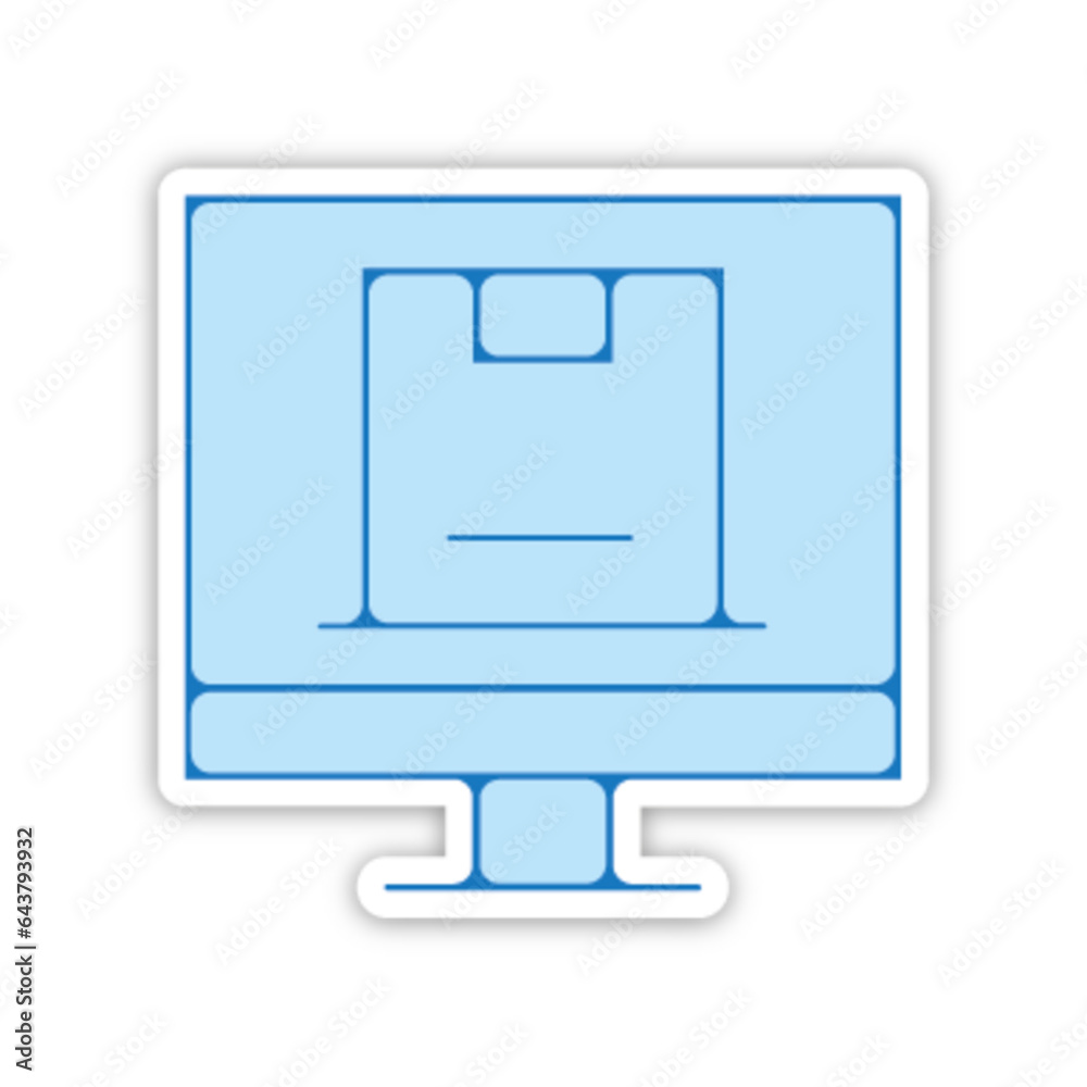 Pictogramme icones et logo ecran colis commande bleu fin relief