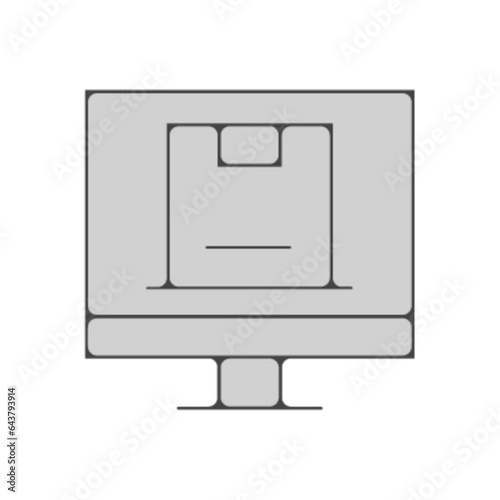 Pictogramme icones et logo ecran colis commande bleu fin gris