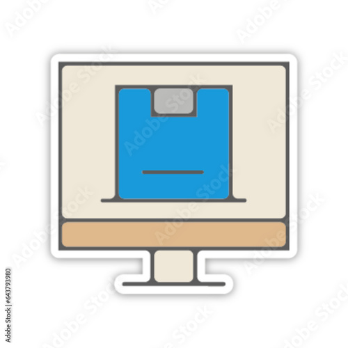 Pictogramme icones et logo ecran colis commande couleur beige relief