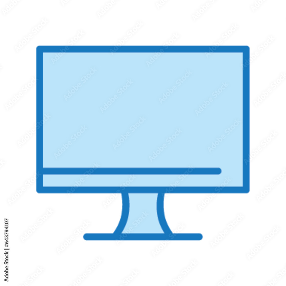 Pictogramme icones et logo ecran ordinateur bureau bleu epais Stock ...