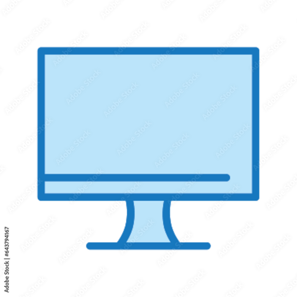 Pictogramme icones et logo ecran ordinateur bureau bleu gras Stock ...