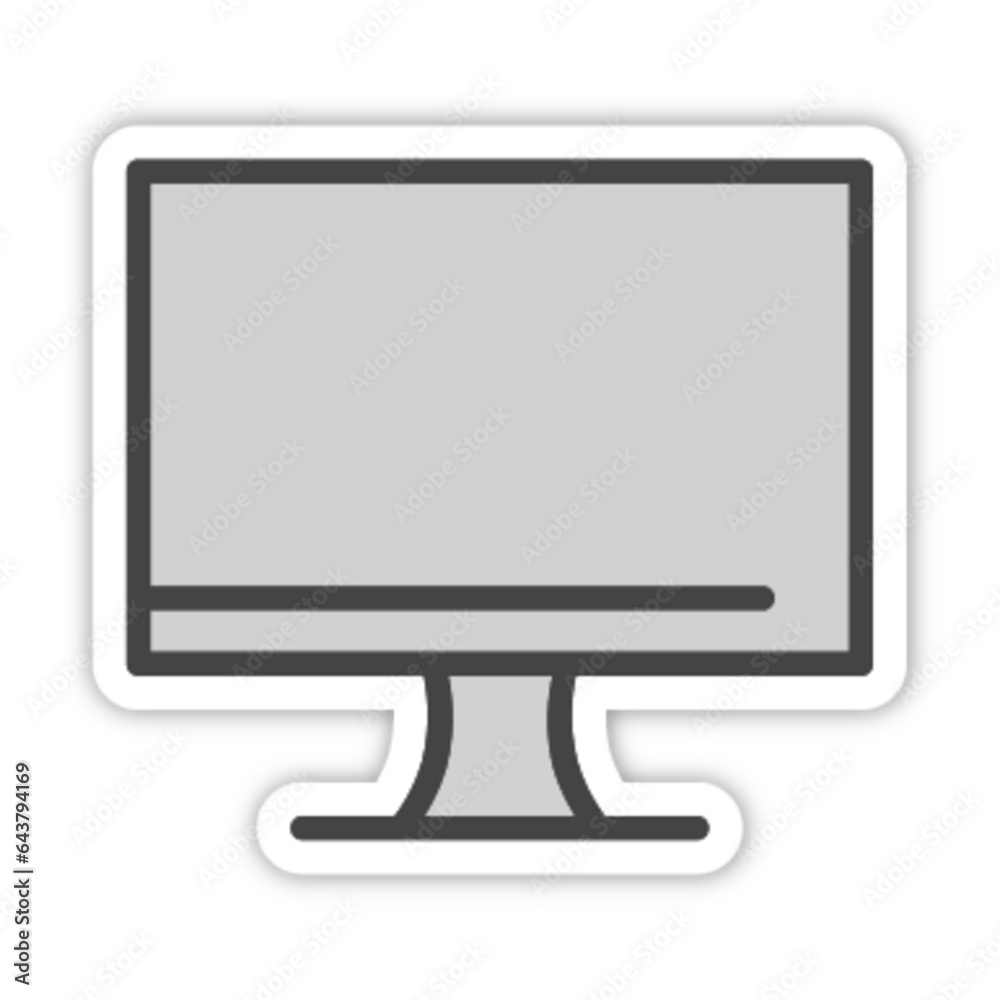 Pictogramme icones et logo ecran ordinateur bureau bleu gras relief ...