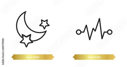 two editable outline icons from astronomy concept. thin line icons such as blue moon, magnitude vector.
