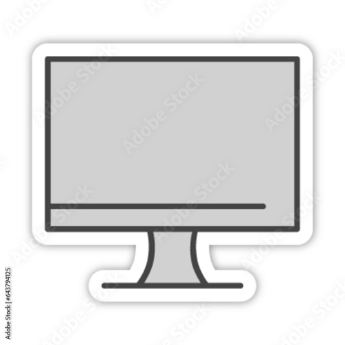 Pictogramme icones et logo ecran ordinateur bureau bleu fin relief gris
