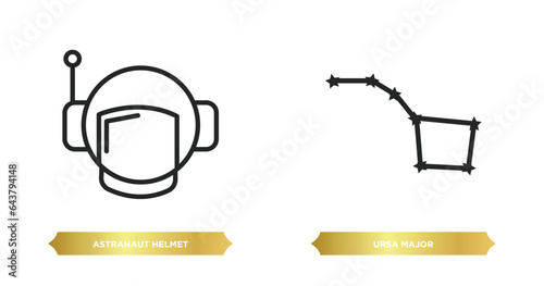 two editable outline icons from astronomy concept. thin line icons such as astranaut helmet, ursa major vector.