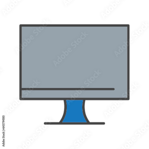 Pictogramme icones et logo ecran ordinateur bureau couleur bleu