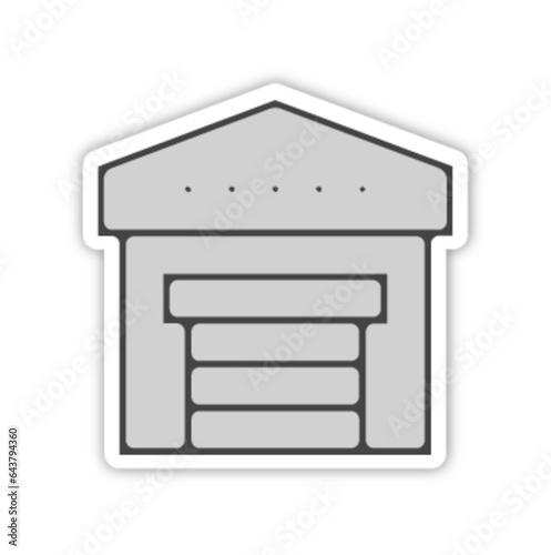 Pictogramme icones et logo entrepot logistique bleu fin relief gris