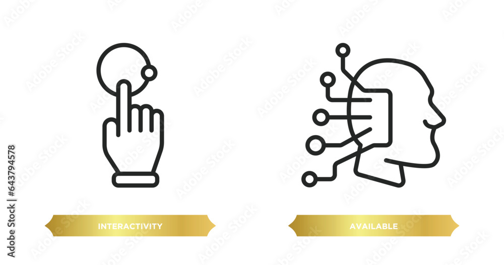 two editable outline icons from artificial intelligence concept. thin line icons such as interactivity, available vector. two editable outline icons from artificial intelligence concept. thin line icons such as interactivity, available vector.