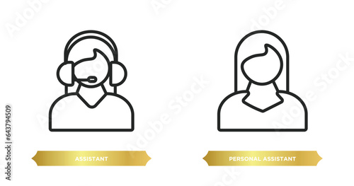 two editable outline icons from artificial intellegence concept. thin line icons such as assistant, personal assistant vector.