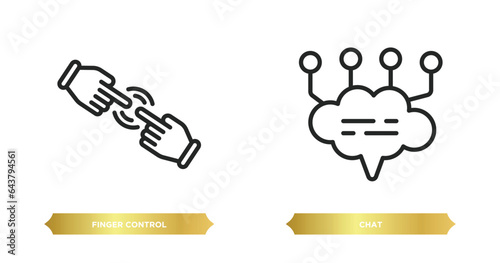 two editable outline icons from artificial intelligence concept. thin line icons such as finger control, chat vector.