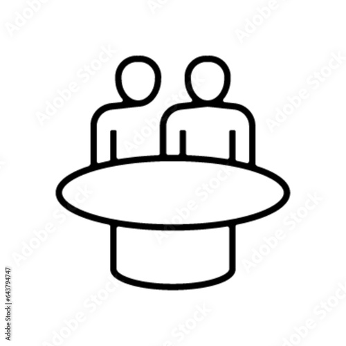 Pictogramme icones et logo equipe travail groupe table ronde epais