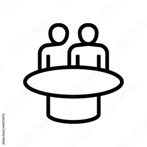 Pictogramme icones et logo equipe travail groupe table ronde gras
