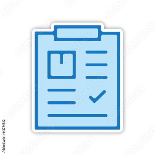 Pictogramme icones et logo liste a cocher notes bleu epais relief