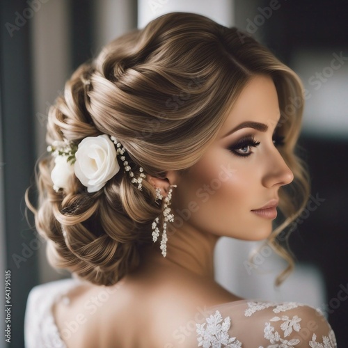 Enchanting Bride with a Delicate Flower Adorning her Flowing Hair - A Captivating Wedding Moment Captured in Time