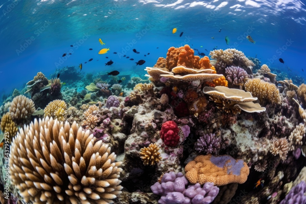 octopus interacting with various marine life in coral reef octopus interacting with various marine life in coral reef