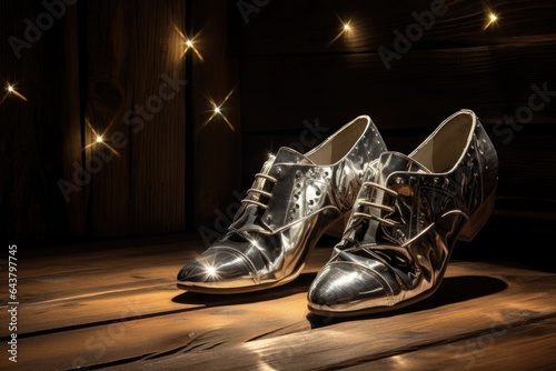 shining shoes with mirror reflection showing the polish effect